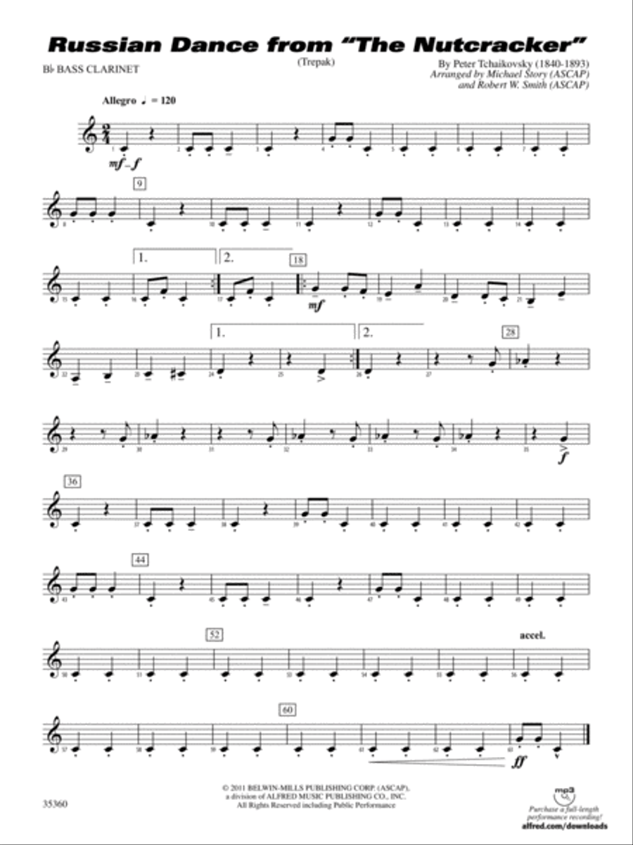 Russian Dance from The Nutcracker: B-flat Bass Clarinet