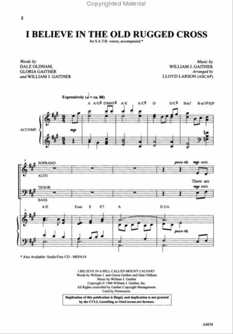 I Believe in the Old Rugged Cross 4-Part scores gallery preview page 2