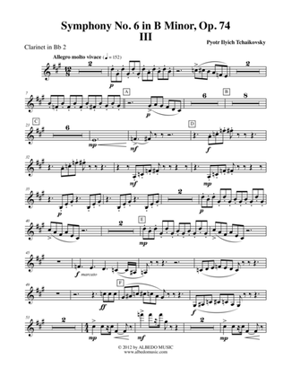 Book cover for ‪Tchaikovsky‬ Symphony No. 6, Movement III - Clarinet in Bb 2 (Transposed Part), Op. 74