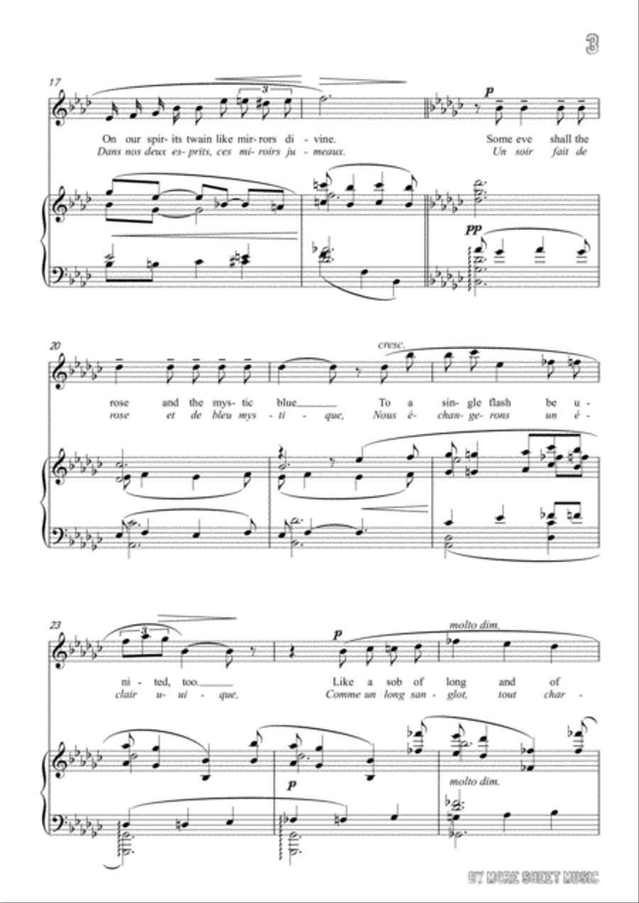 Debussy-The Death of Lovers in A flat Major,for voice and piano Piano, Vocal scores gallery preview page 5