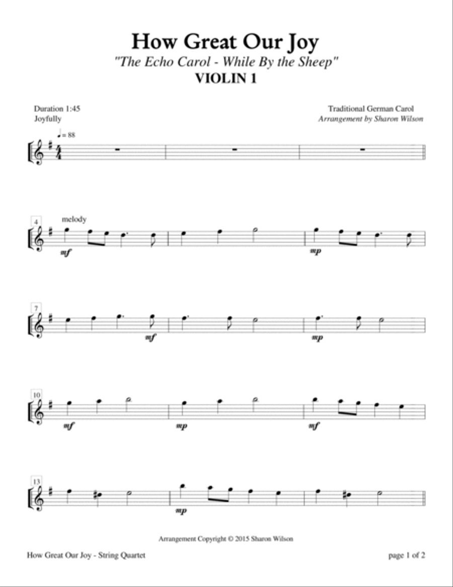 How Great Our Joy (for String Quartet) String Quartet scores gallery preview page 2