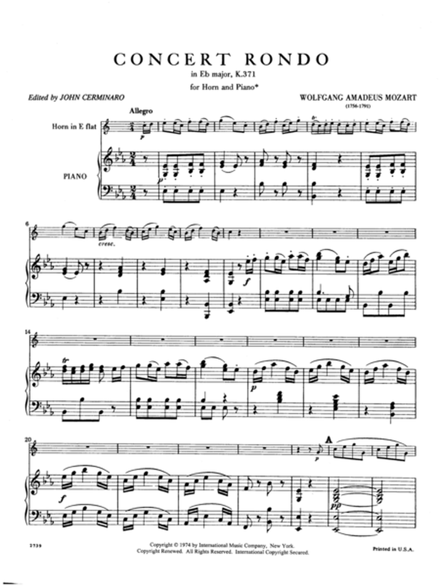 Concerto Rondo, K. 371 (Horn In E Flat)