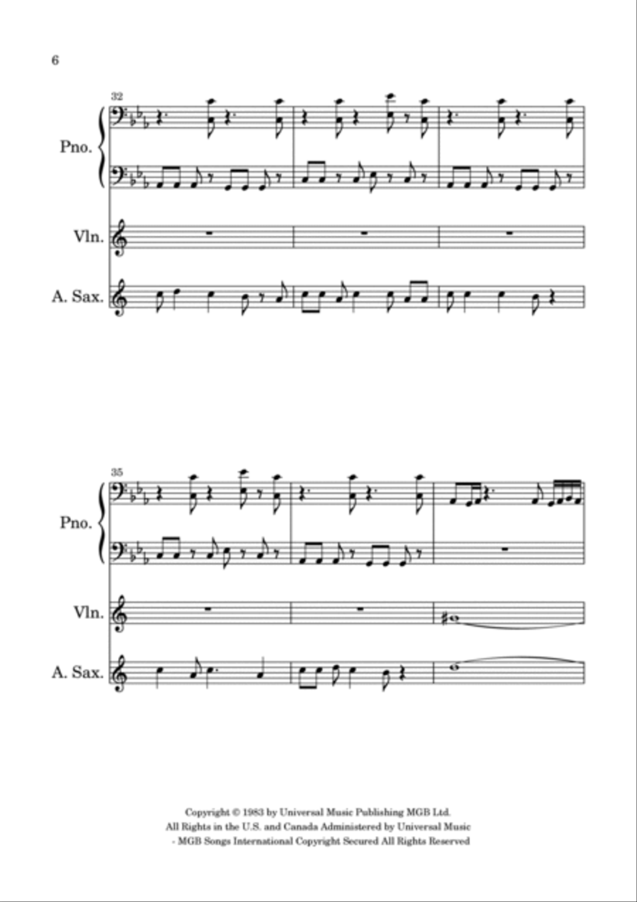 Sweet Dreams (are Made Of This) Alto Saxophone scores gallery preview page 6