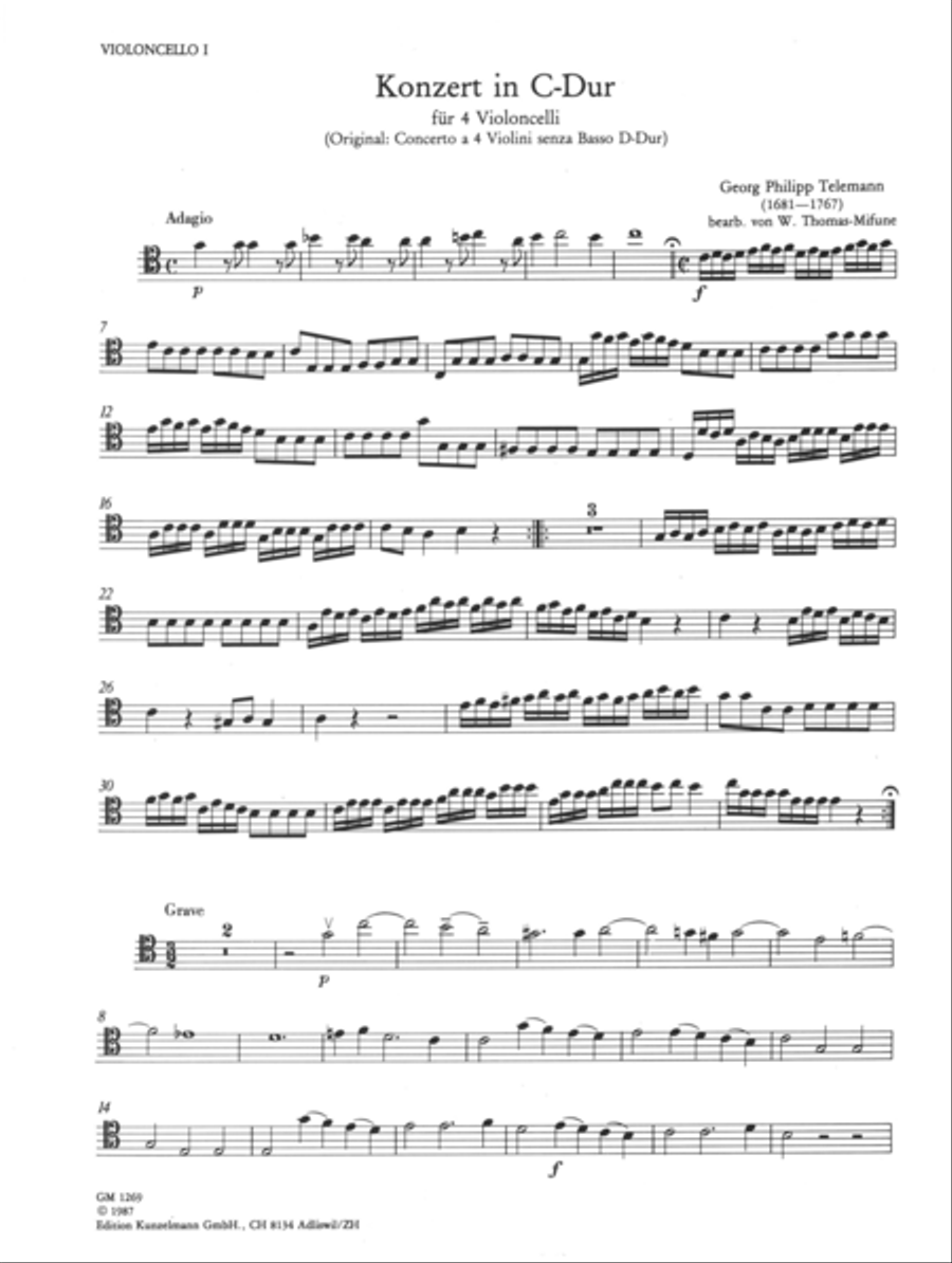 Telemann for 4 celli Telemann for 4 celli Cello scores gallery preview page 2