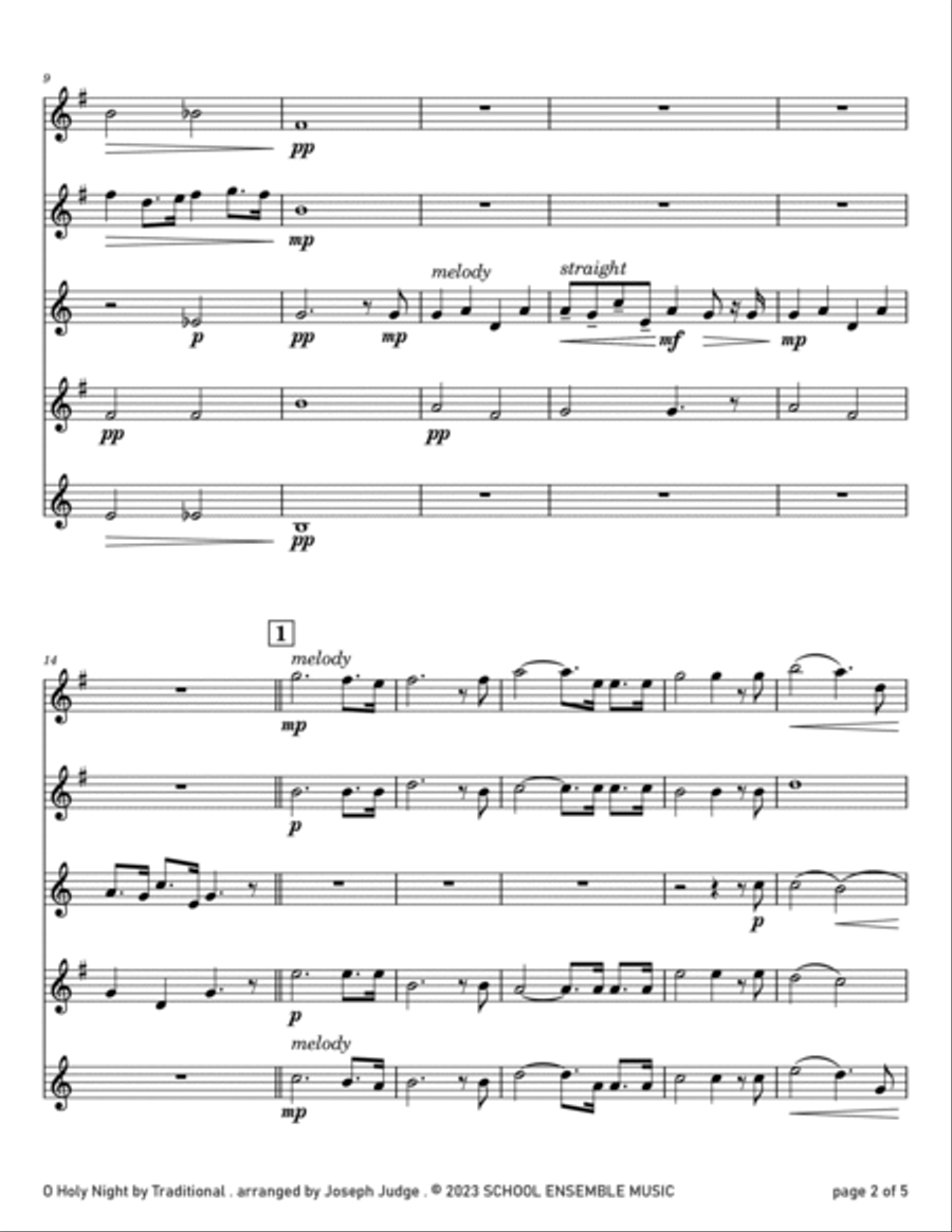 O Holy Night for Saxophone Quartet in Schools Saxophone Quartet scores gallery preview page 2