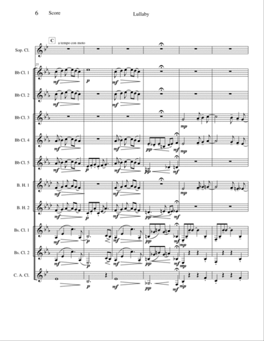 Lullaby (for String Quartet) Clarinet Choir scores gallery preview page 6
