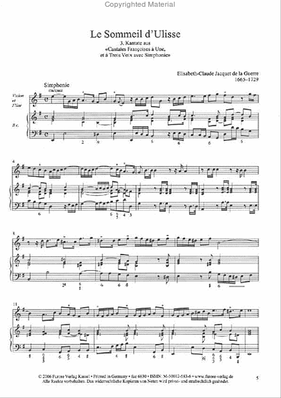Le Sommeil d'Ulisse. Odysseus' sleep. Cantata for MS/T, violin and B.c. Voice scores gallery preview page 2