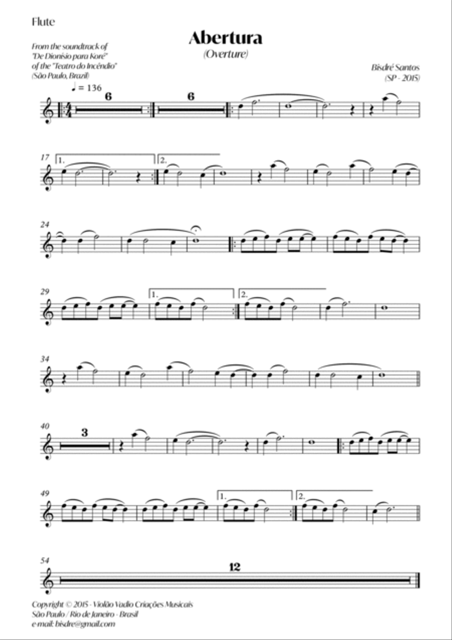 Overture (from Dionísio to Koré) Clarinet scores gallery preview page 5
