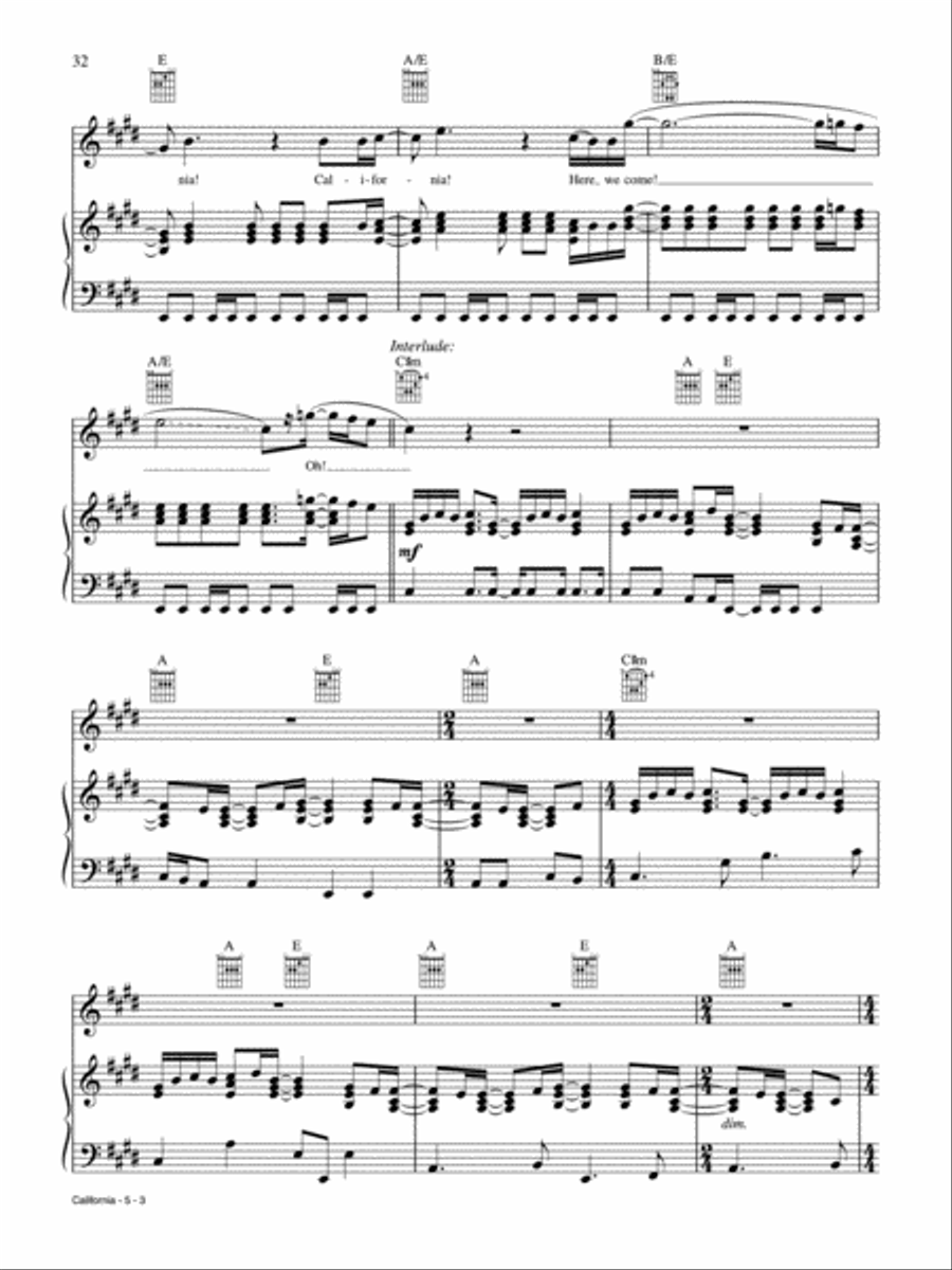 California California Piano, Vocal, Guitar scores gallery preview page 3