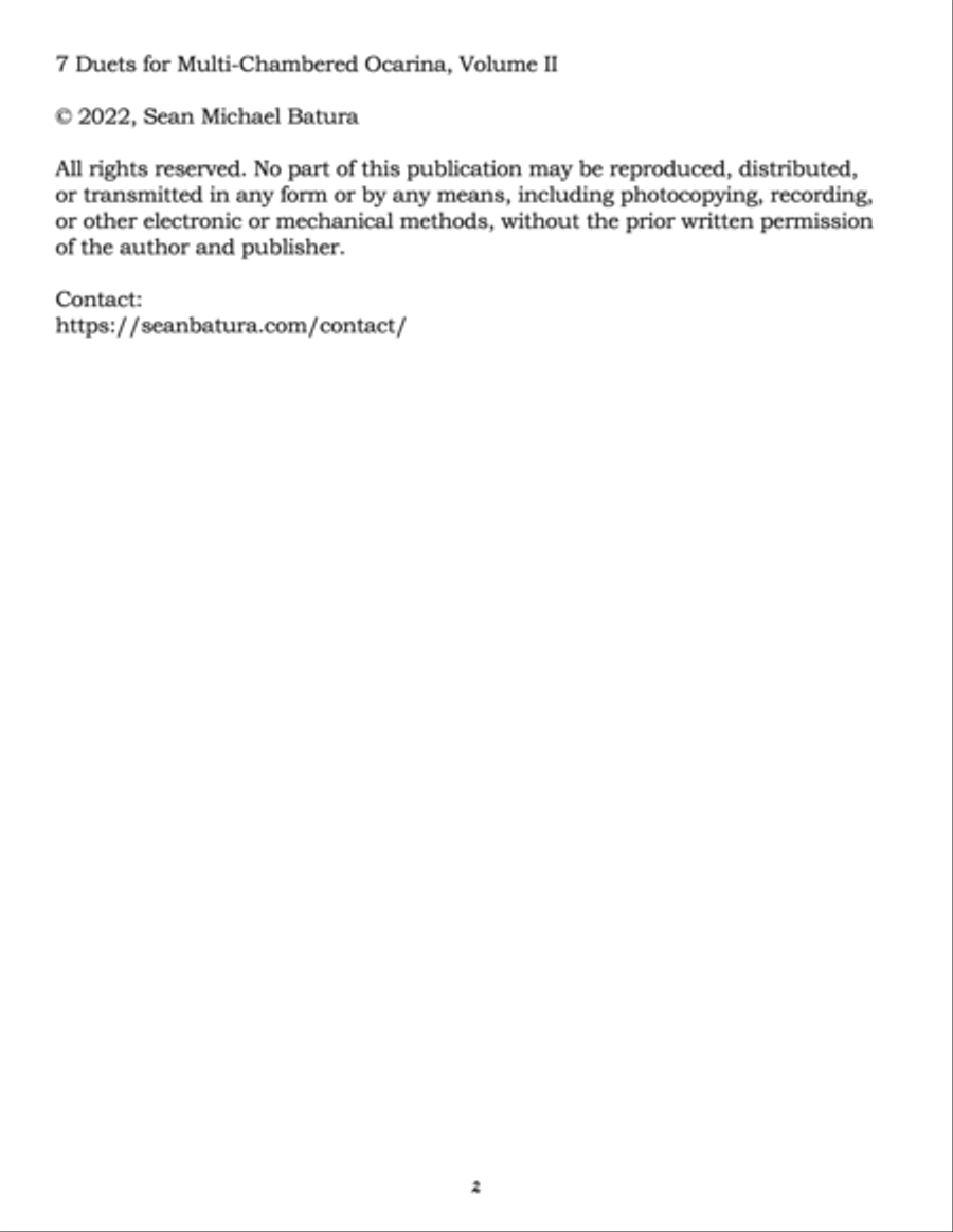7 Duets for Double-Chambered Ocarina: Volume II ocarina scores gallery preview page 2