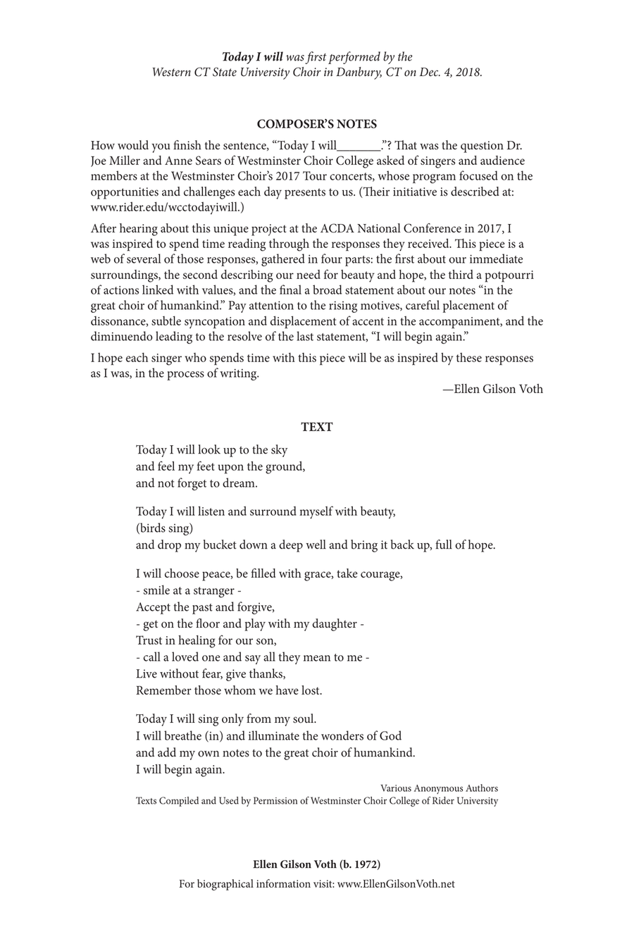 Today I will Today I will 4-Part scores gallery preview page 1