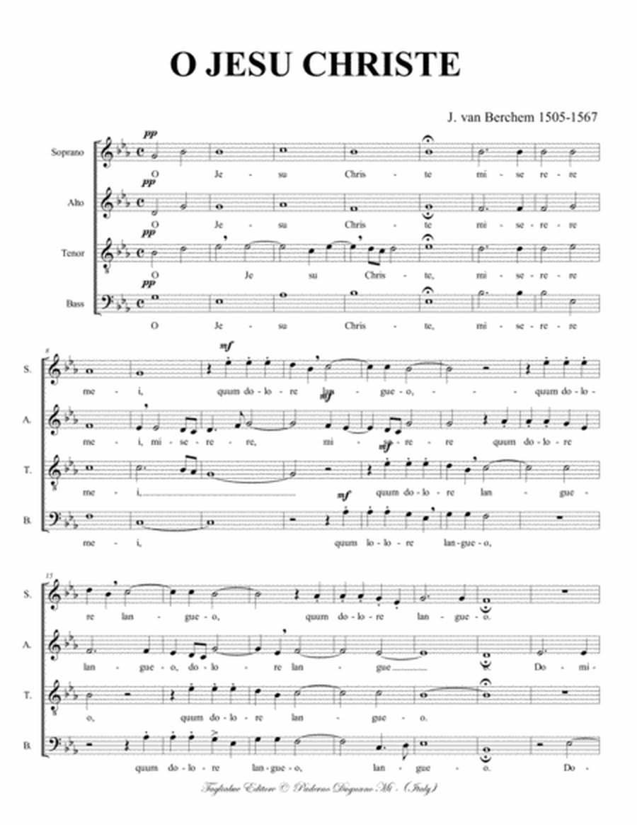 O JESU CHRISTE - Berchem - For SATB Choir image number null