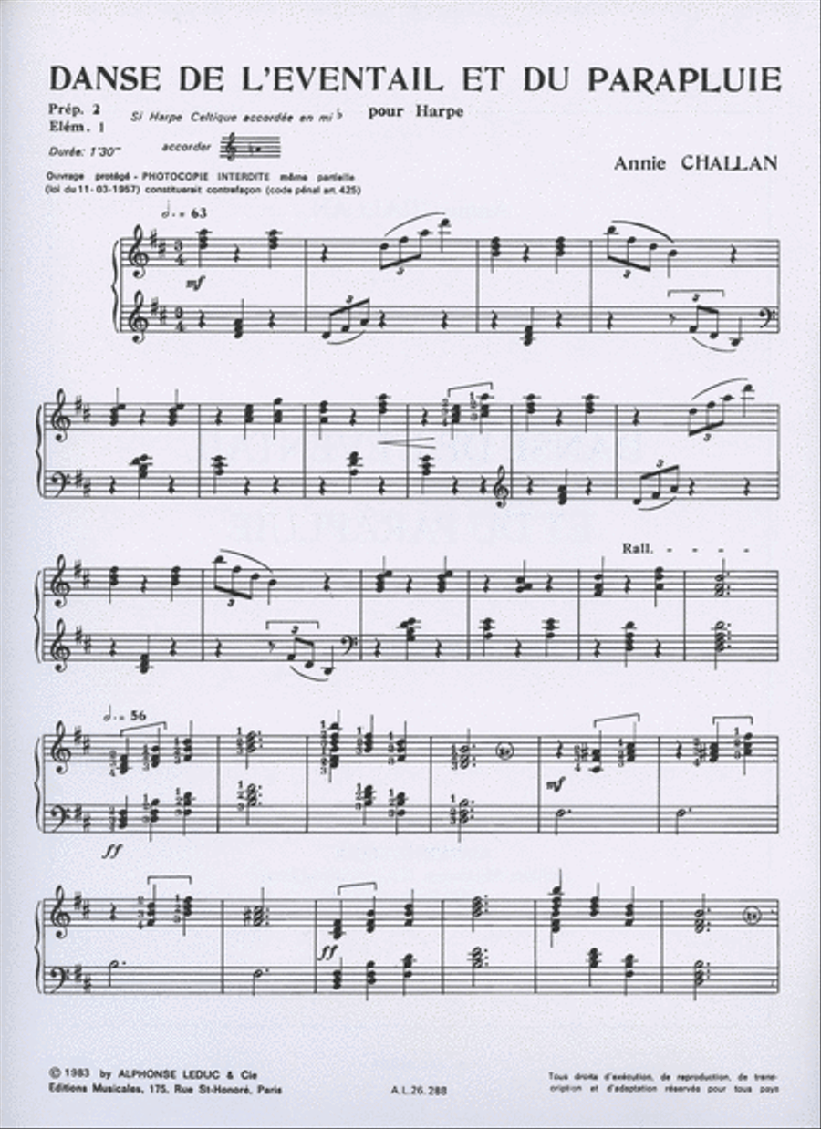 Danse De L'eventail Et Du Parapluie (harp Solo) Harp scores gallery preview page 2