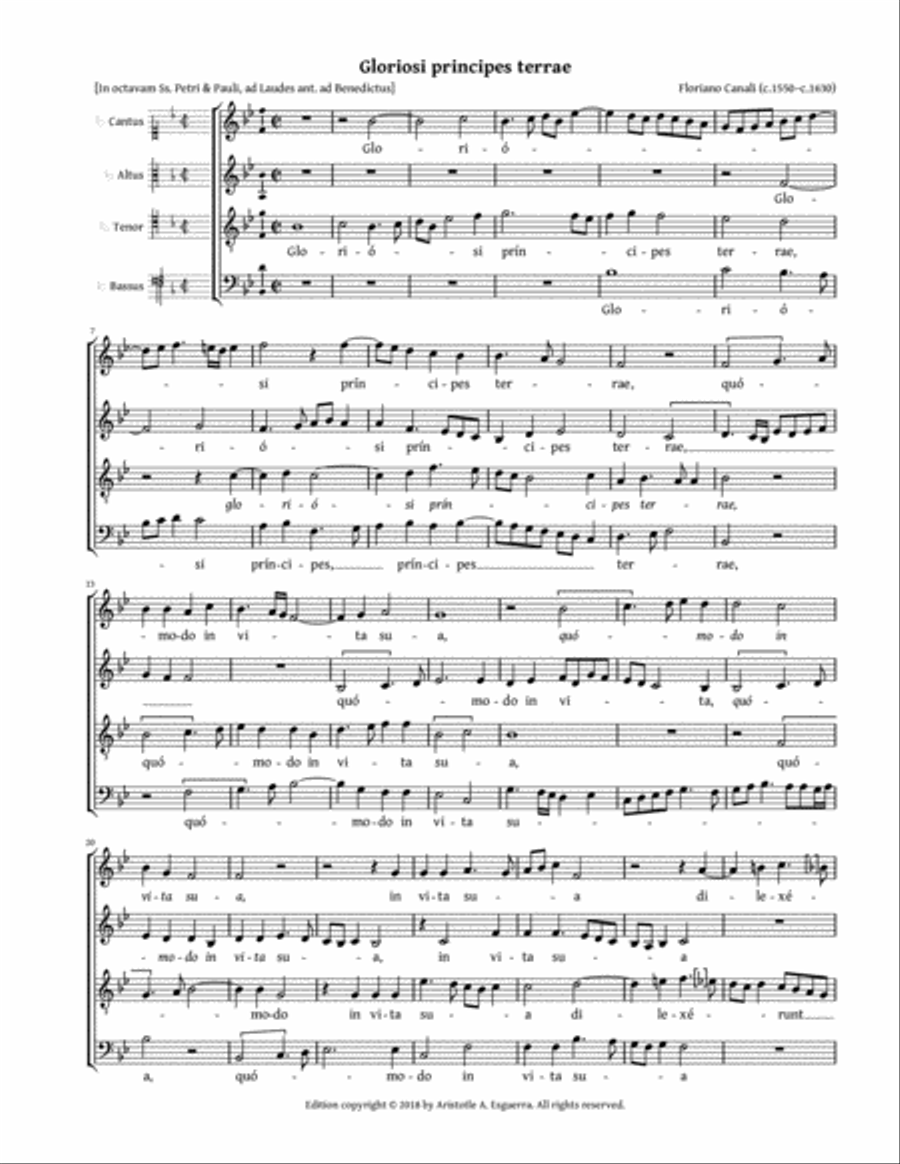Gloriosi principes terrae (Canali) - SATB 4-Part scores gallery preview page 1
