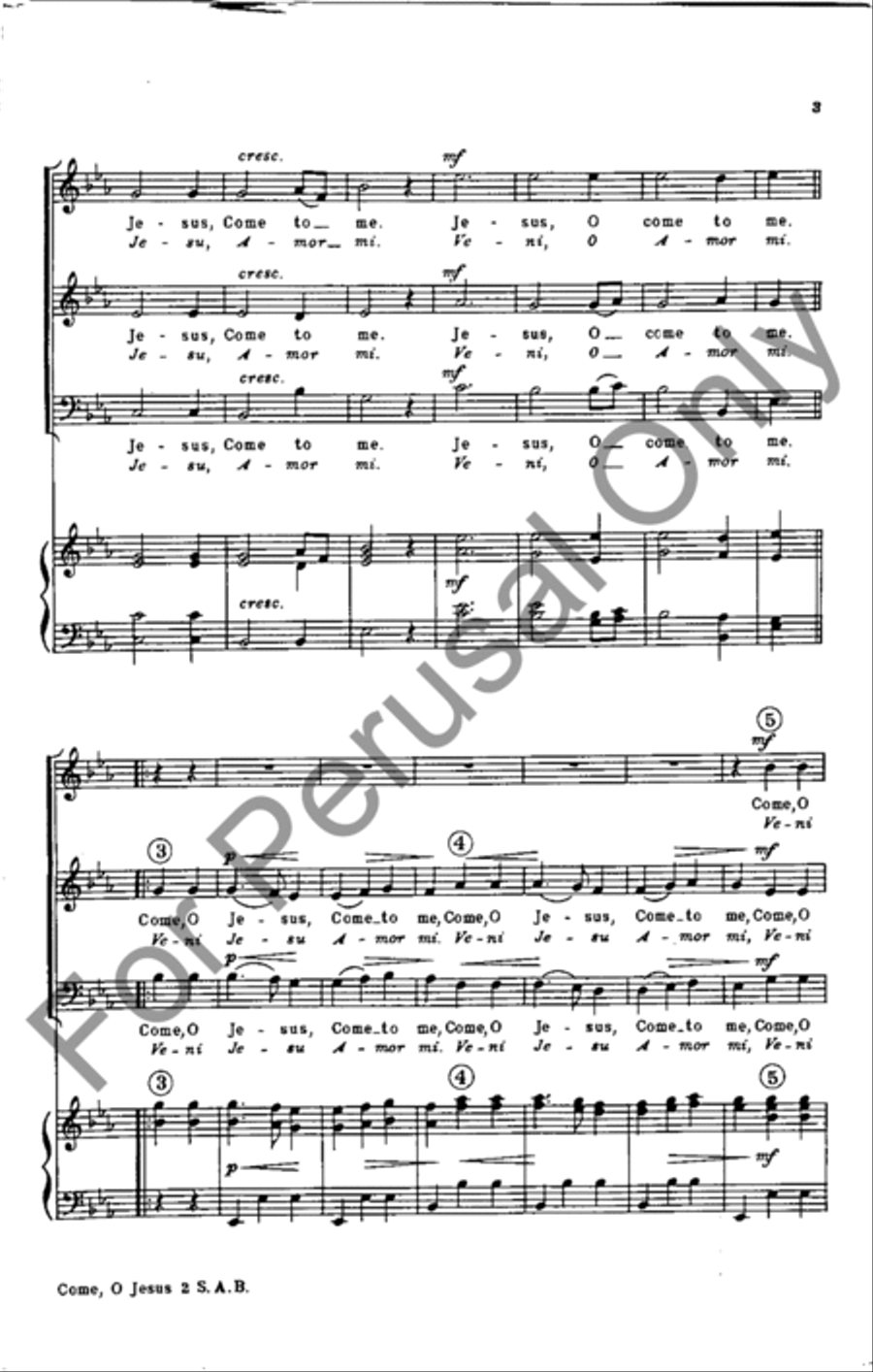 Come, O Jesus, Come To Me 3-Part scores gallery preview page 3