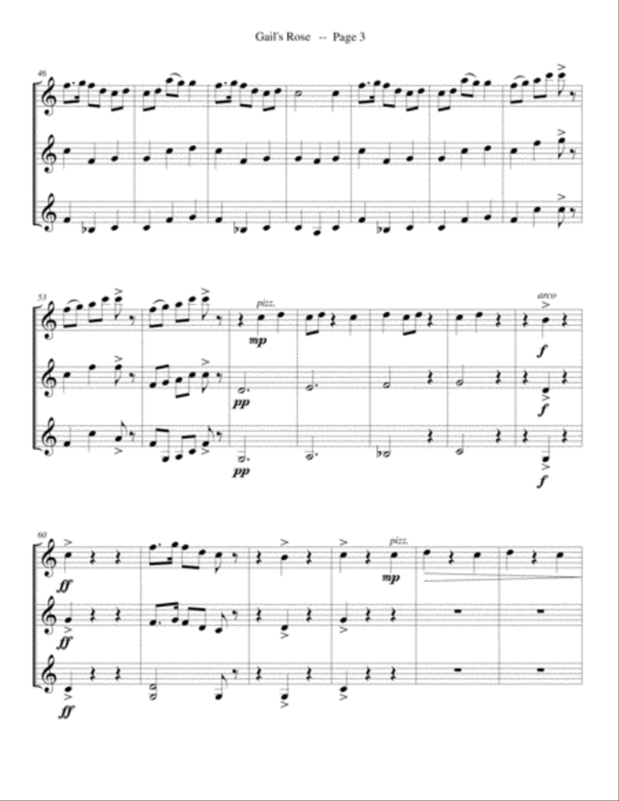 Gail's Rose (for Violin Trio) String Trio scores gallery preview page 3
