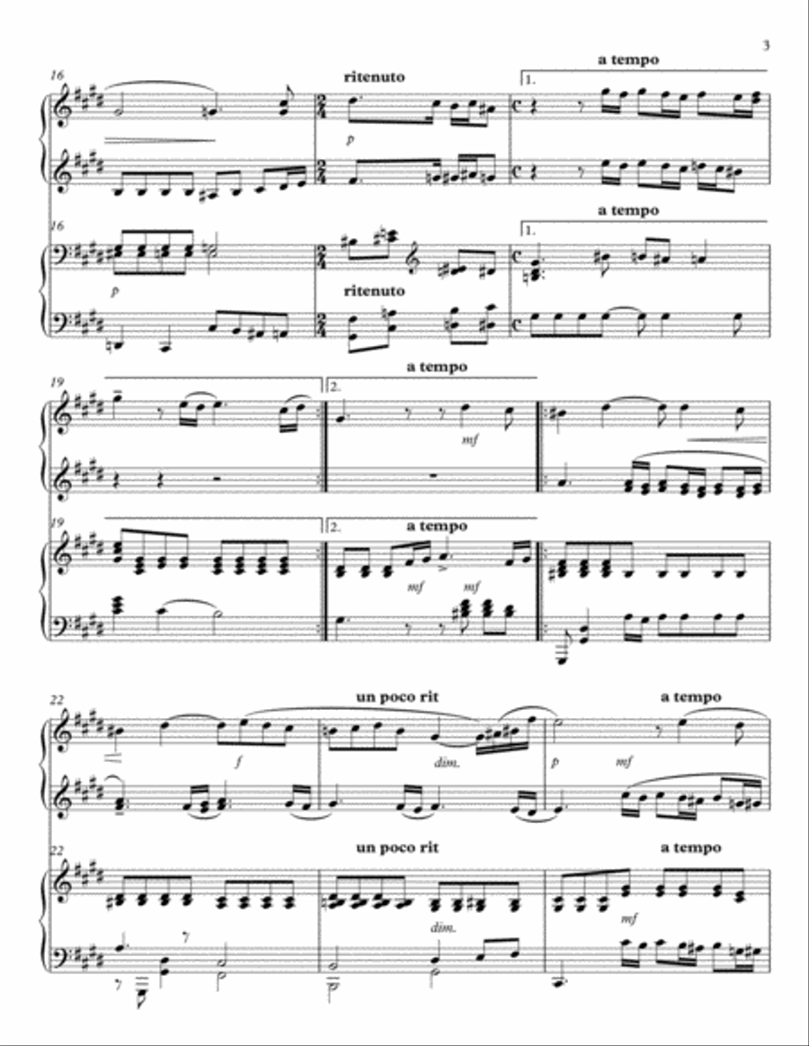 Rachmaninoff - Vocalise, for Piano Duet Piano Duet scores gallery preview page 3