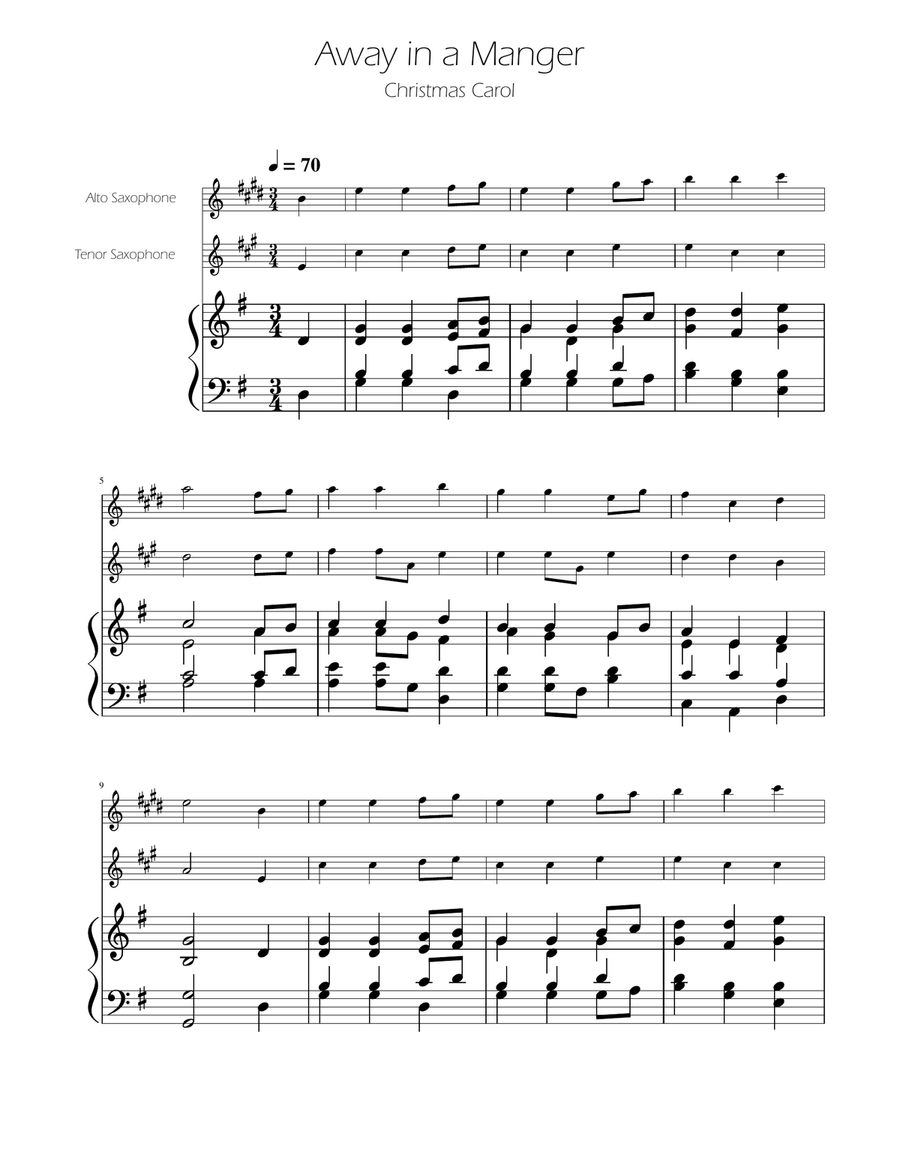 Away in a Manger - Sax Duet AT w/ Piano