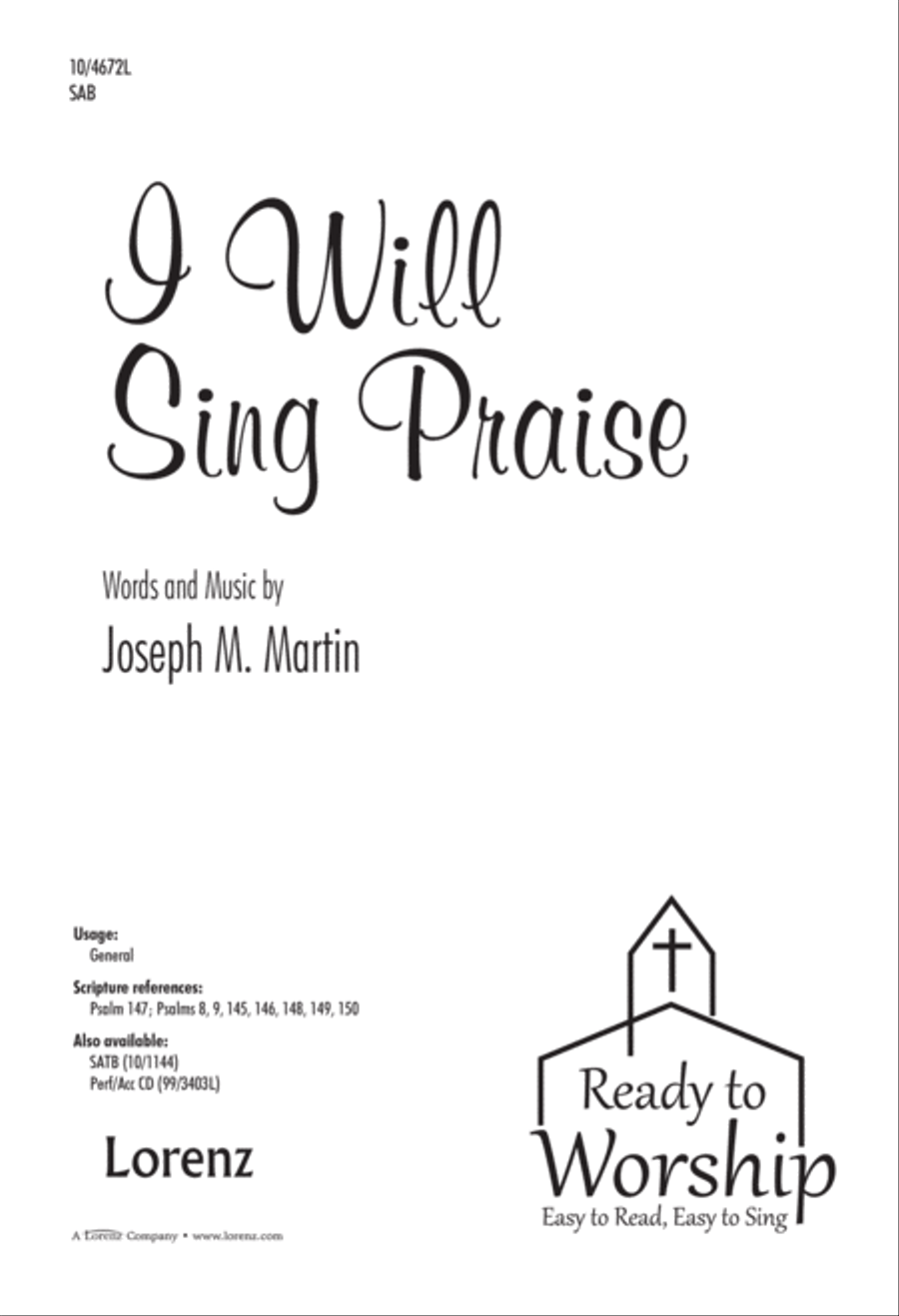 I Will Sing Praise I Will Sing Praise 3-Part scores gallery preview page 1