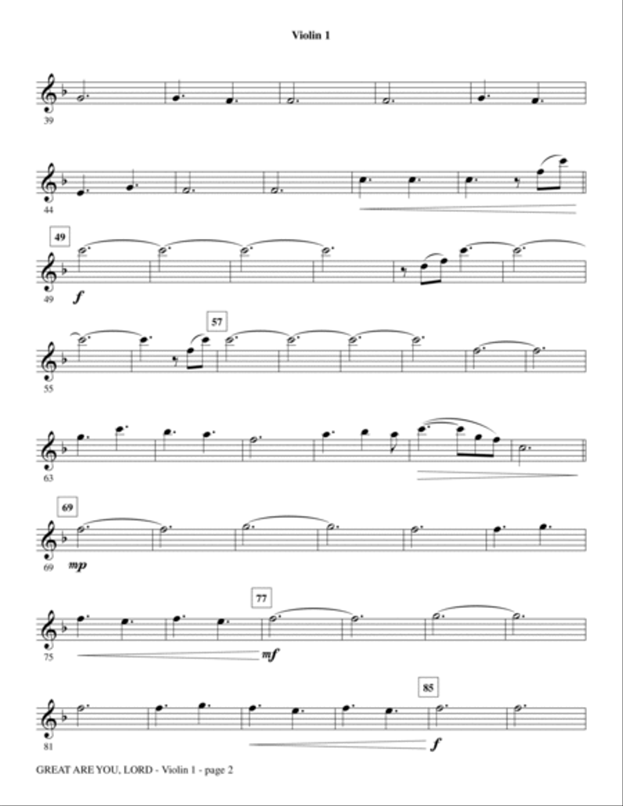 Great Are You Lord (with How Great Thou Art) - Violin 1 Choir scores gallery preview page 2