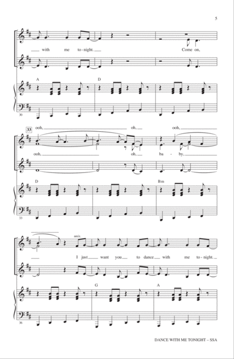 Dance With Me Tonight SSA scores gallery preview page 4