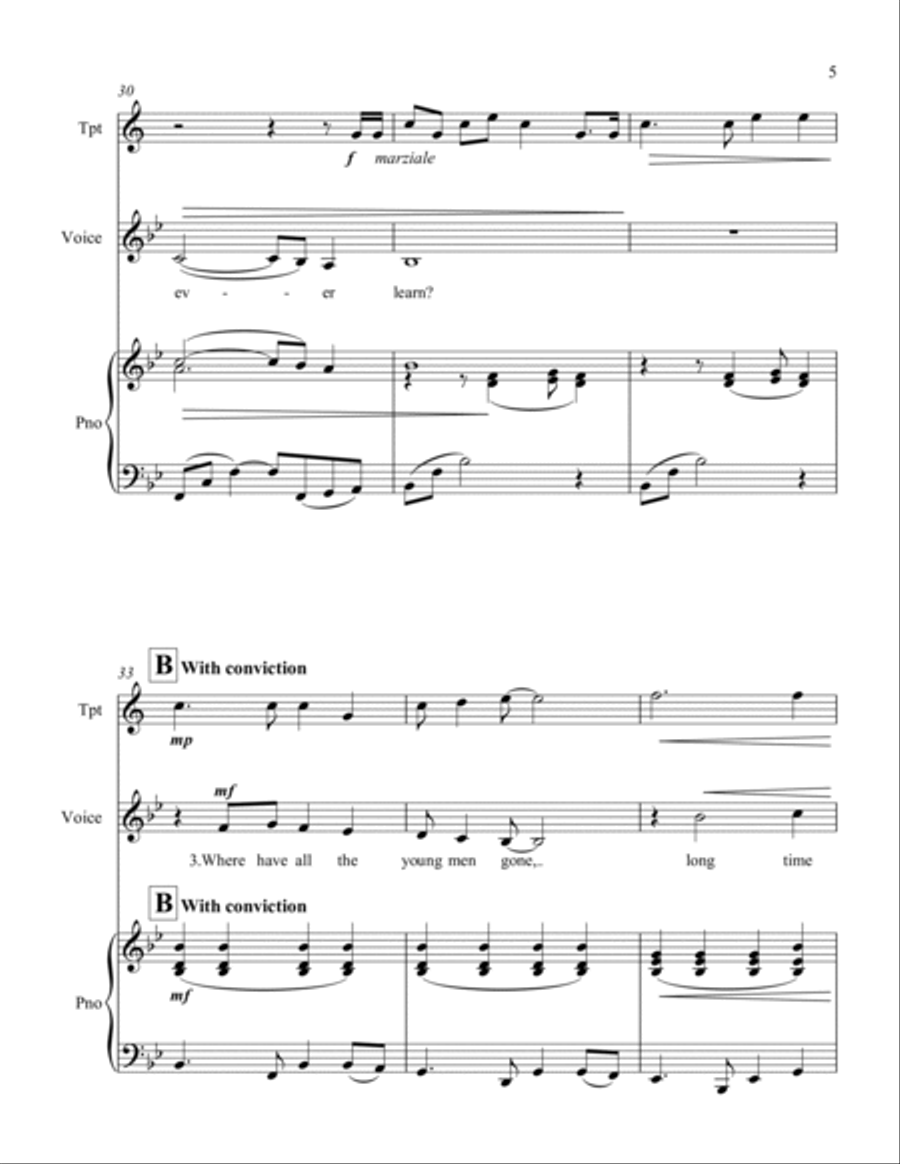 Where Have All The Flowers Gone? Unison Choir scores gallery preview page 5