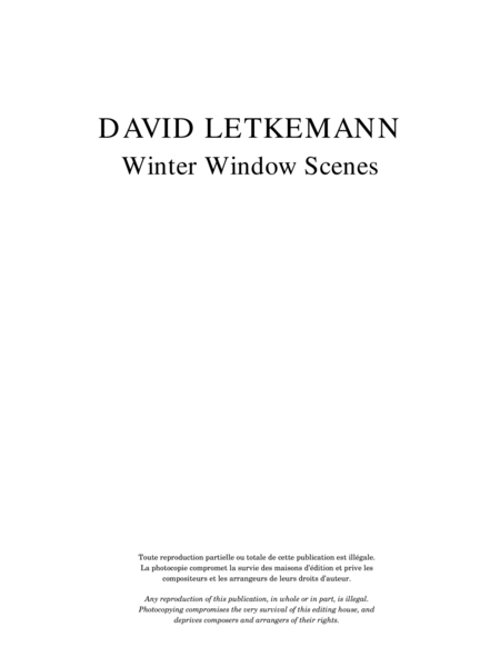 Winter Window Scenes, opus 1