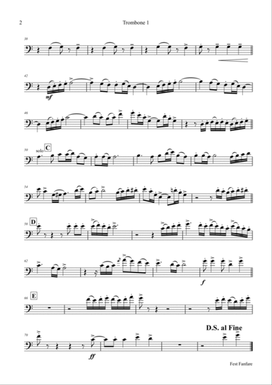 Fest Fanfare - Classical Festive Fanfare - Opener - Trombone Quartet Trombone Quartet scores gallery preview page 3