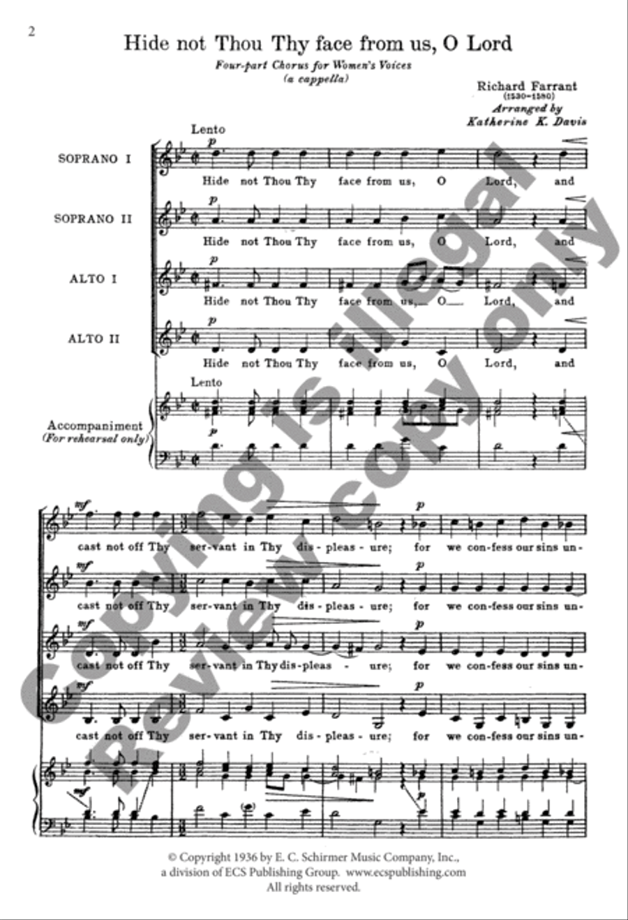 Hide Not Thou Thy Face From Us, O Lord SSAA scores gallery preview page 3