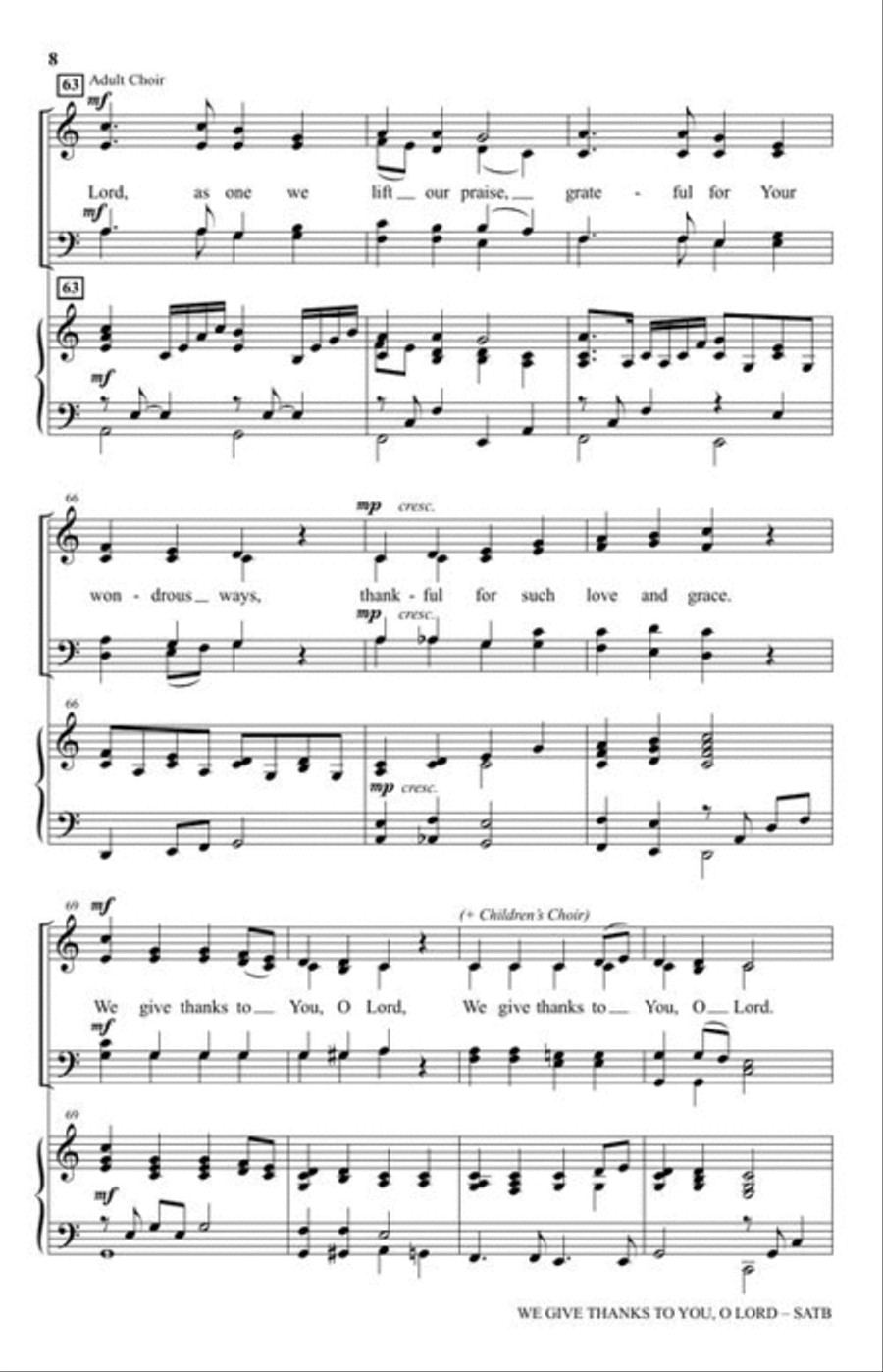 We Give Thanks to You, O Lord 4-Part scores gallery preview page 5