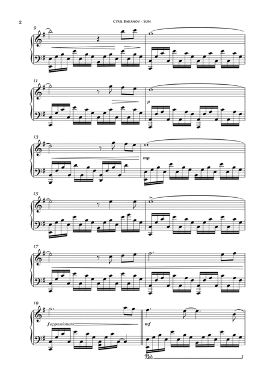 Sun Piano Solo scores gallery preview page 2