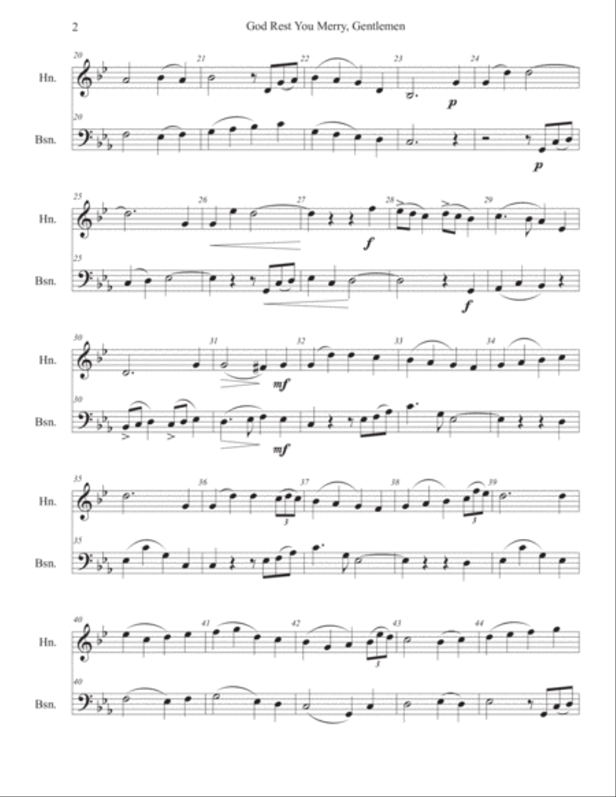 God Rest You Merry, Gentlemen for Horn and Bassoon Woodwind Duet scores gallery preview page 4