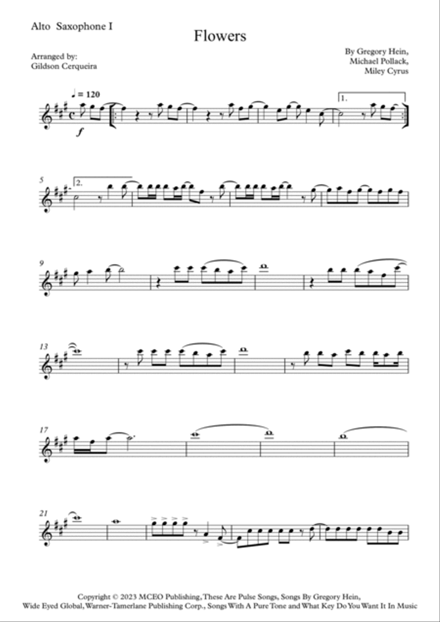 Flowers Saxophone Quartet scores gallery preview page 5