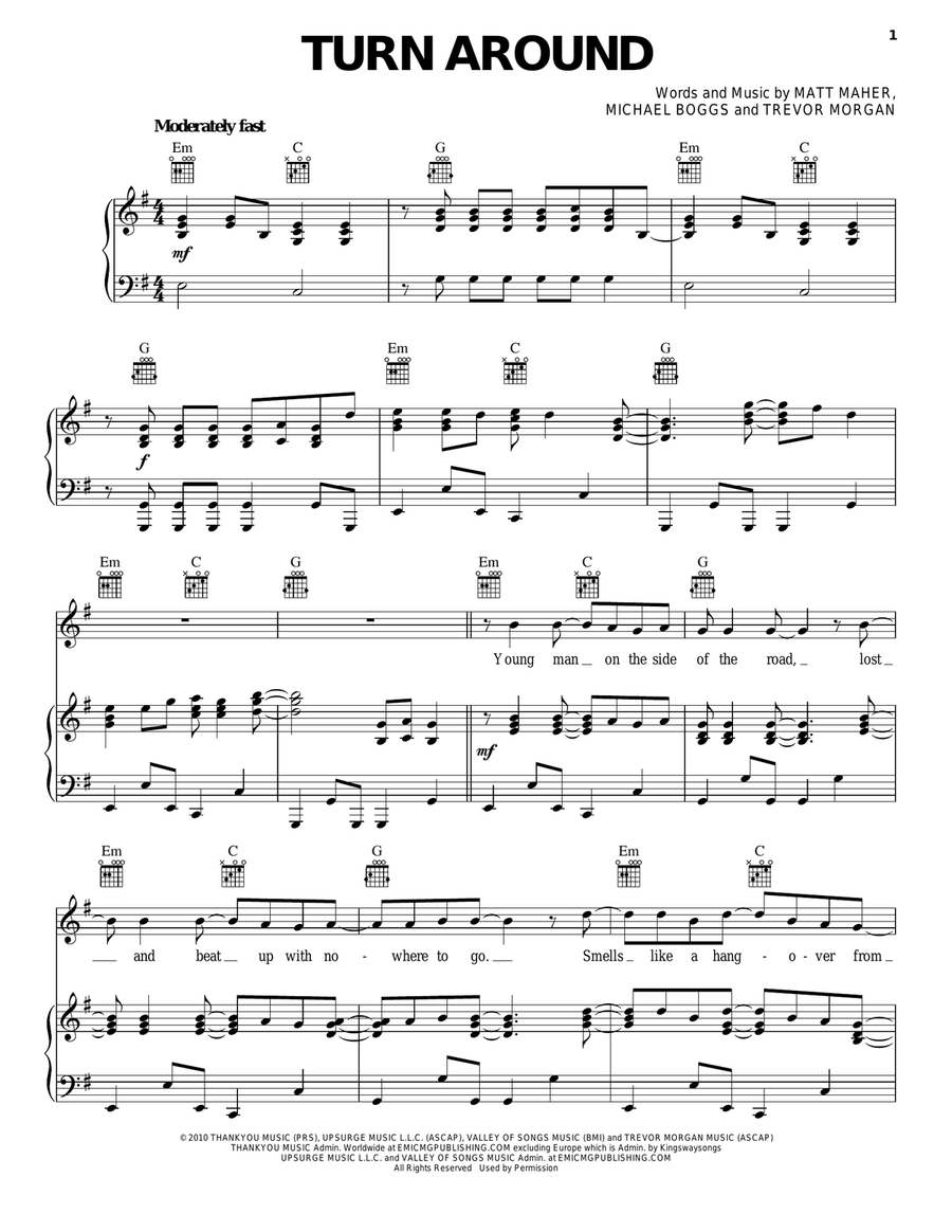 Turn Around Turn Around Acoustic Guitar scores gallery preview page 1