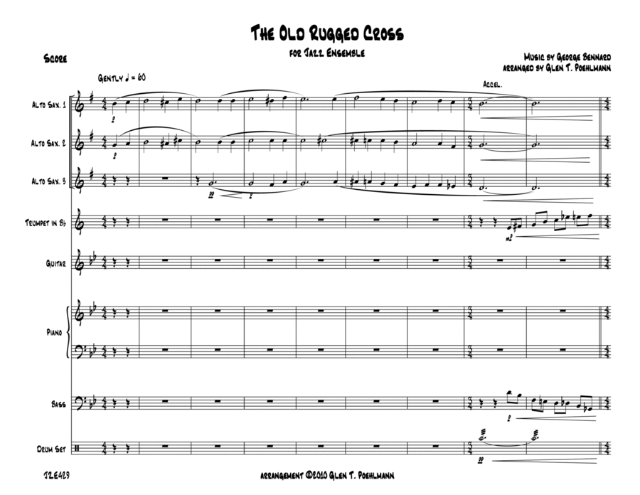 THE OLD RUGGED CROSS - Jazz Ensemble (AAA Saxes, Trumpet & Rhythm) - Grade 3 Jazz Ensemble scores gallery preview page 1