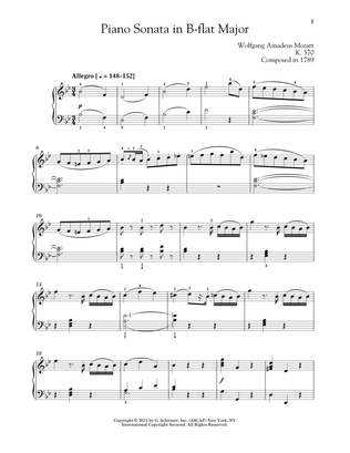 Piano Sonata In B-flat Major, K. 570