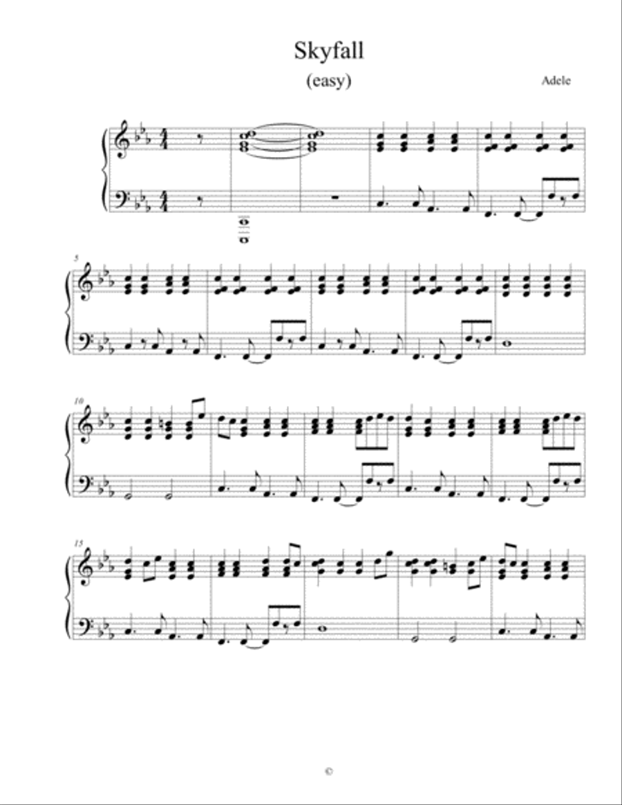 Skyfall Piano Solo scores gallery preview page 1