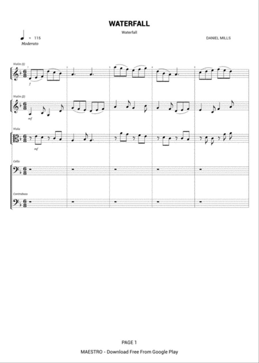 Waterfall Waterfall String Quartet scores gallery preview page 1