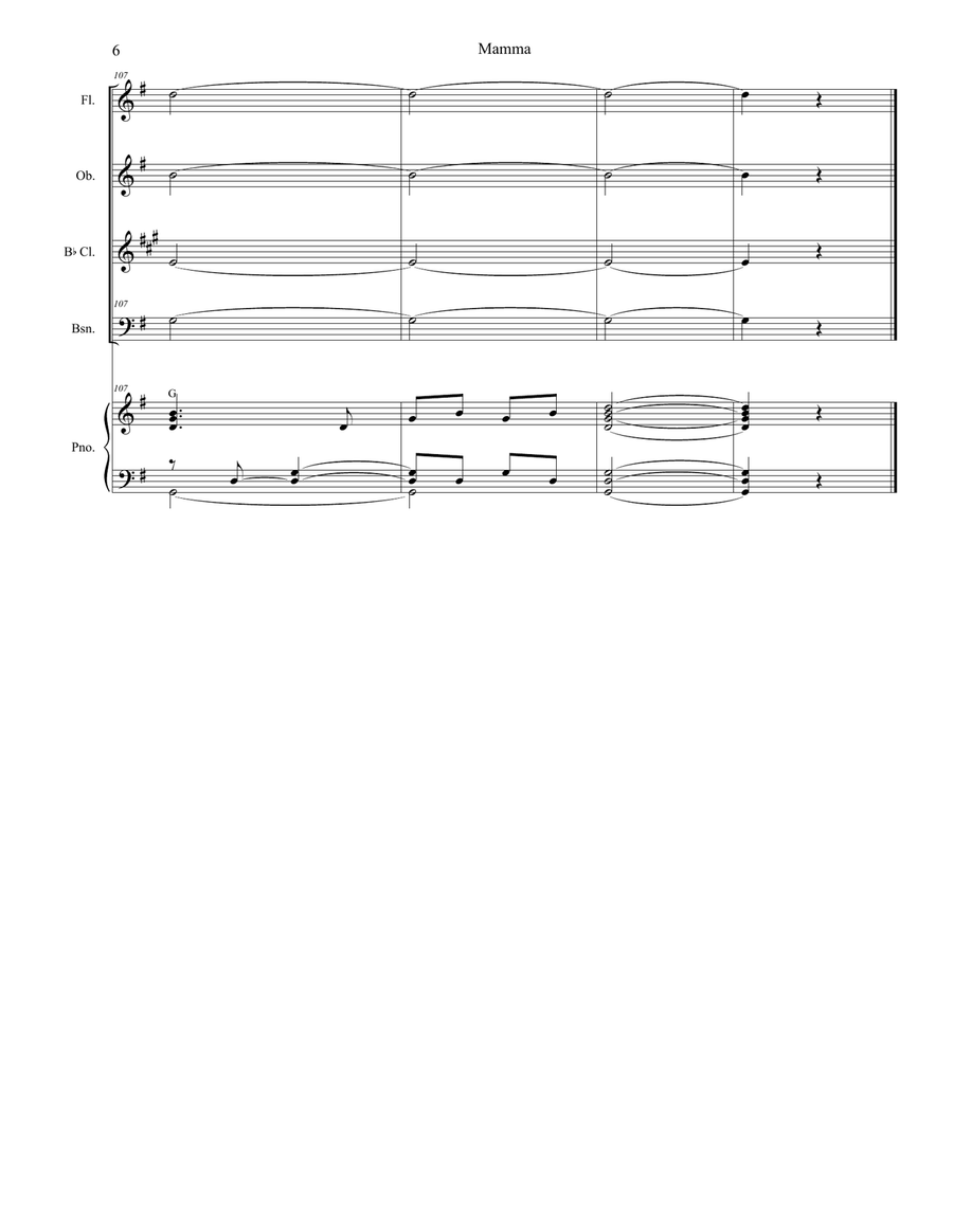 Mama (mamma) Woodwind Quartet scores gallery preview page 6