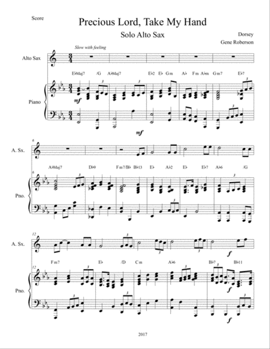 Precious Lord, Take My Hand Sax Solo Alto Saxophone scores gallery preview page 2