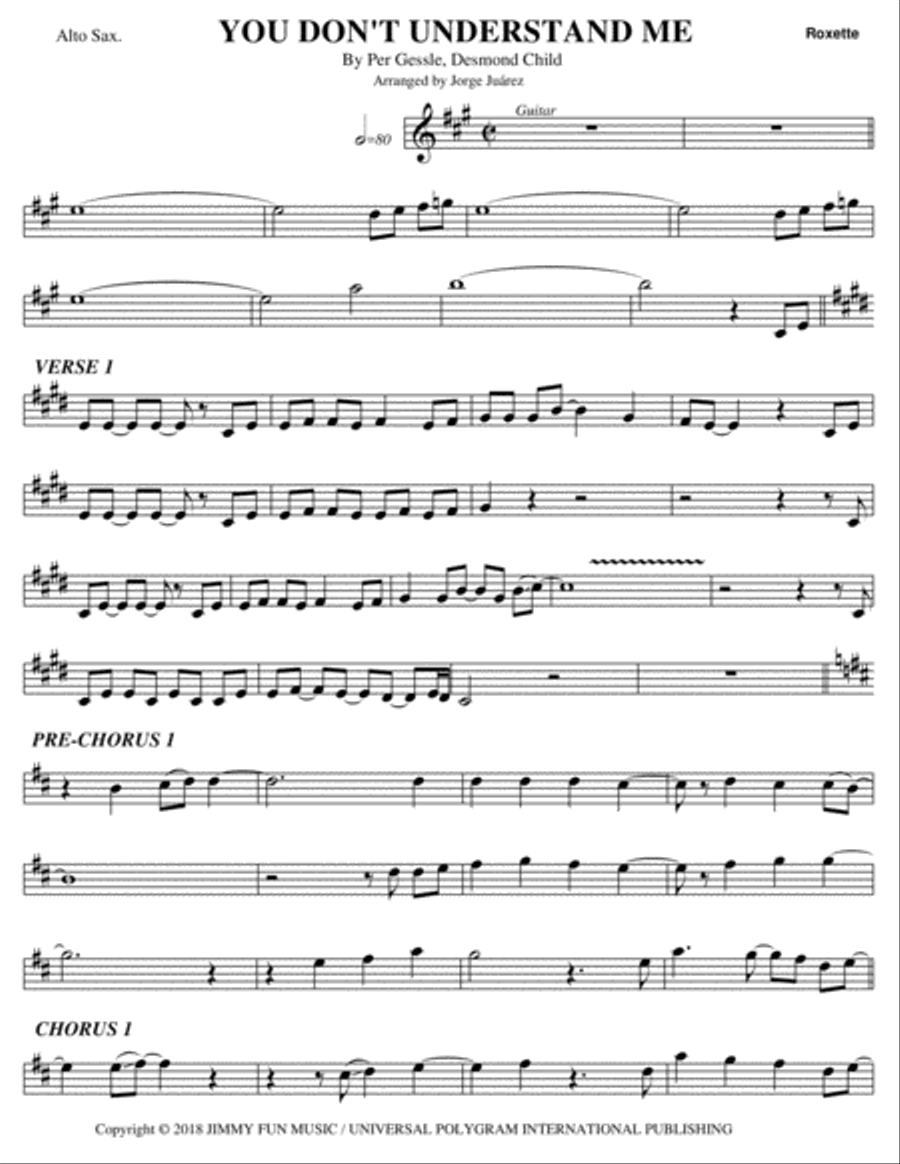 You Don't Understand Me Alto Saxophone scores gallery preview page 1