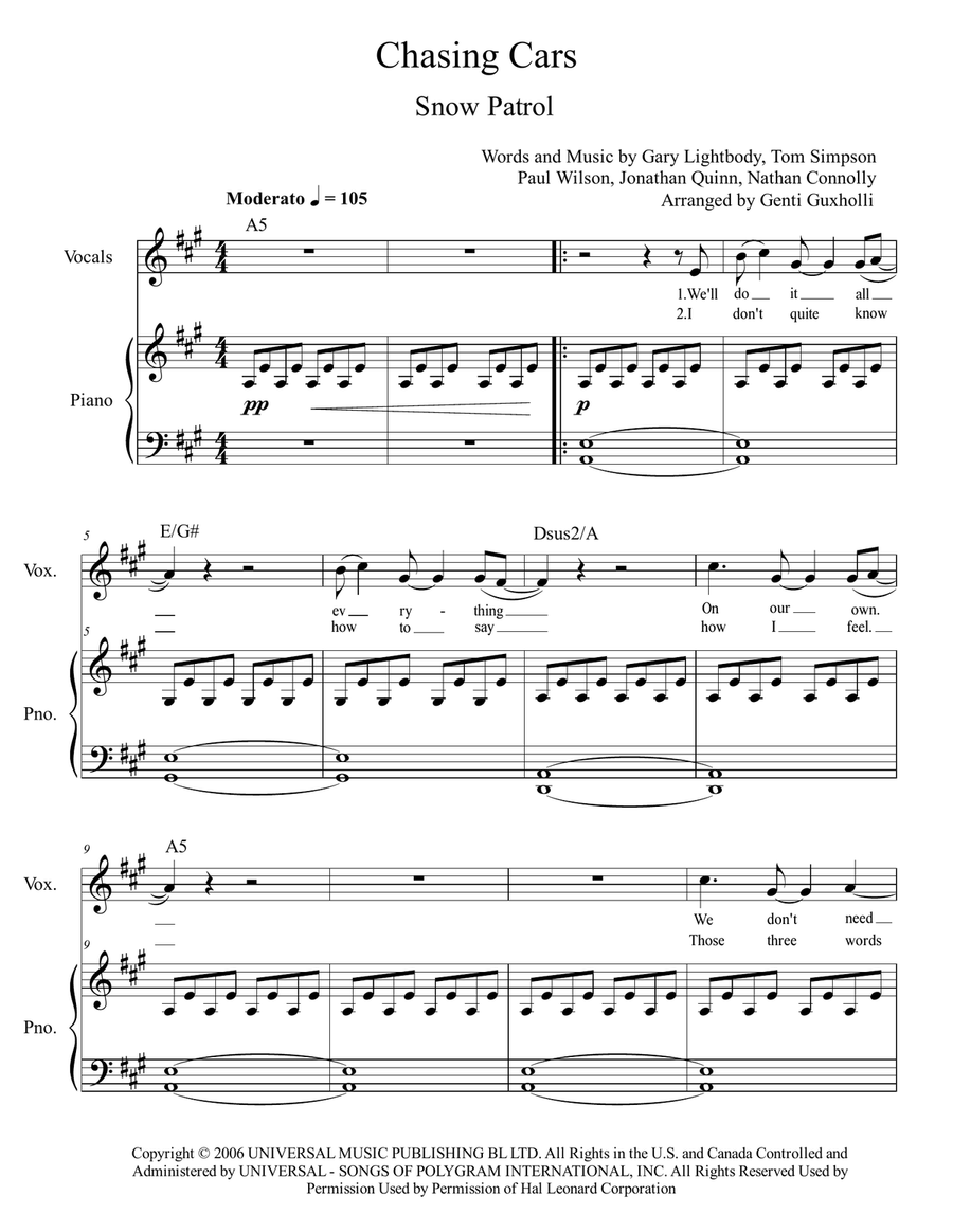 Chasing Cars Voice scores gallery preview page 2