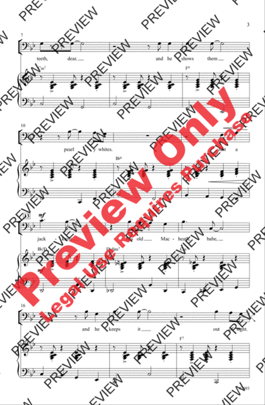 Mack the Knife Men's Choir scores gallery preview page 3
