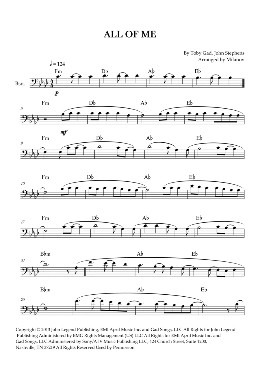 All Of Me Bassoon Solo scores gallery preview page 1