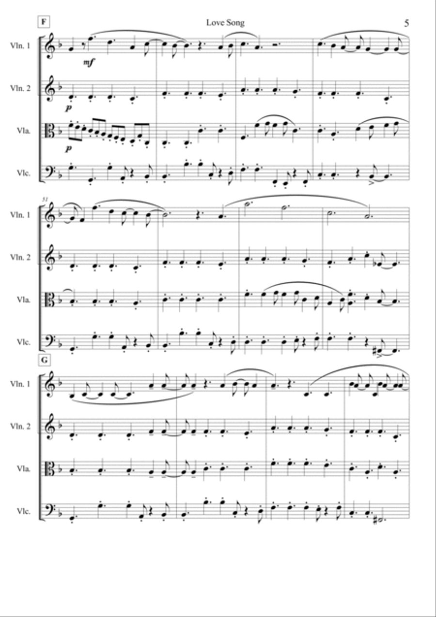 Love Song String Quartet scores gallery preview page 6