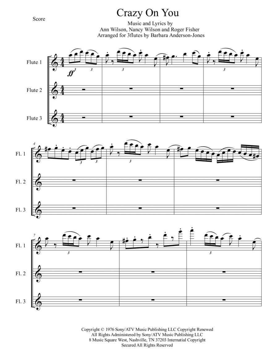 Crazy On You Woodwind Trio scores gallery preview page 1