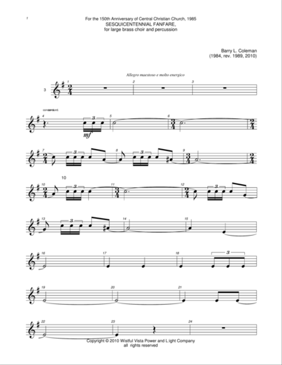 Sesquicentennial cornet 3 Cornet scores gallery preview page 1