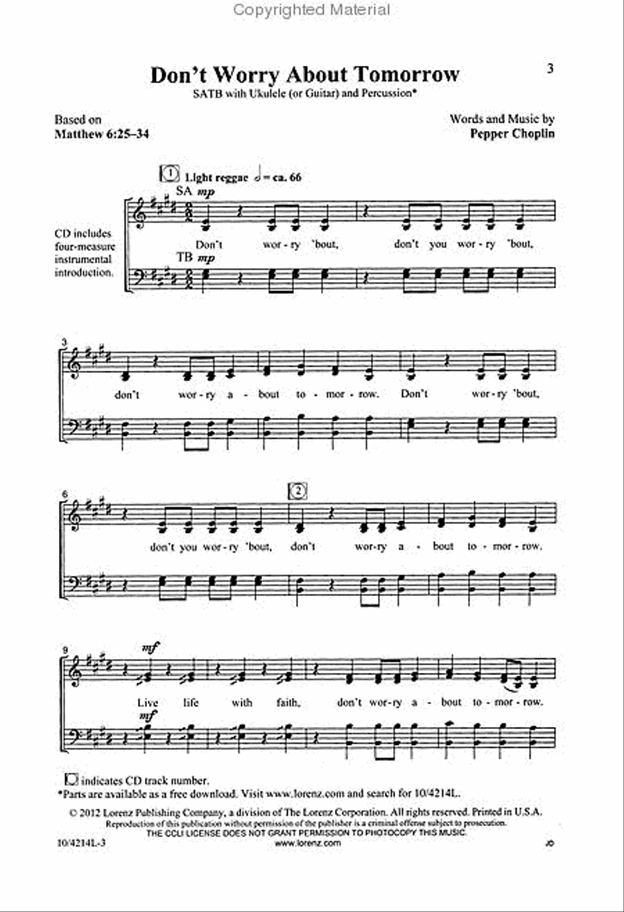 Don't Worry About Tomorrow 4-Part scores gallery preview page 2