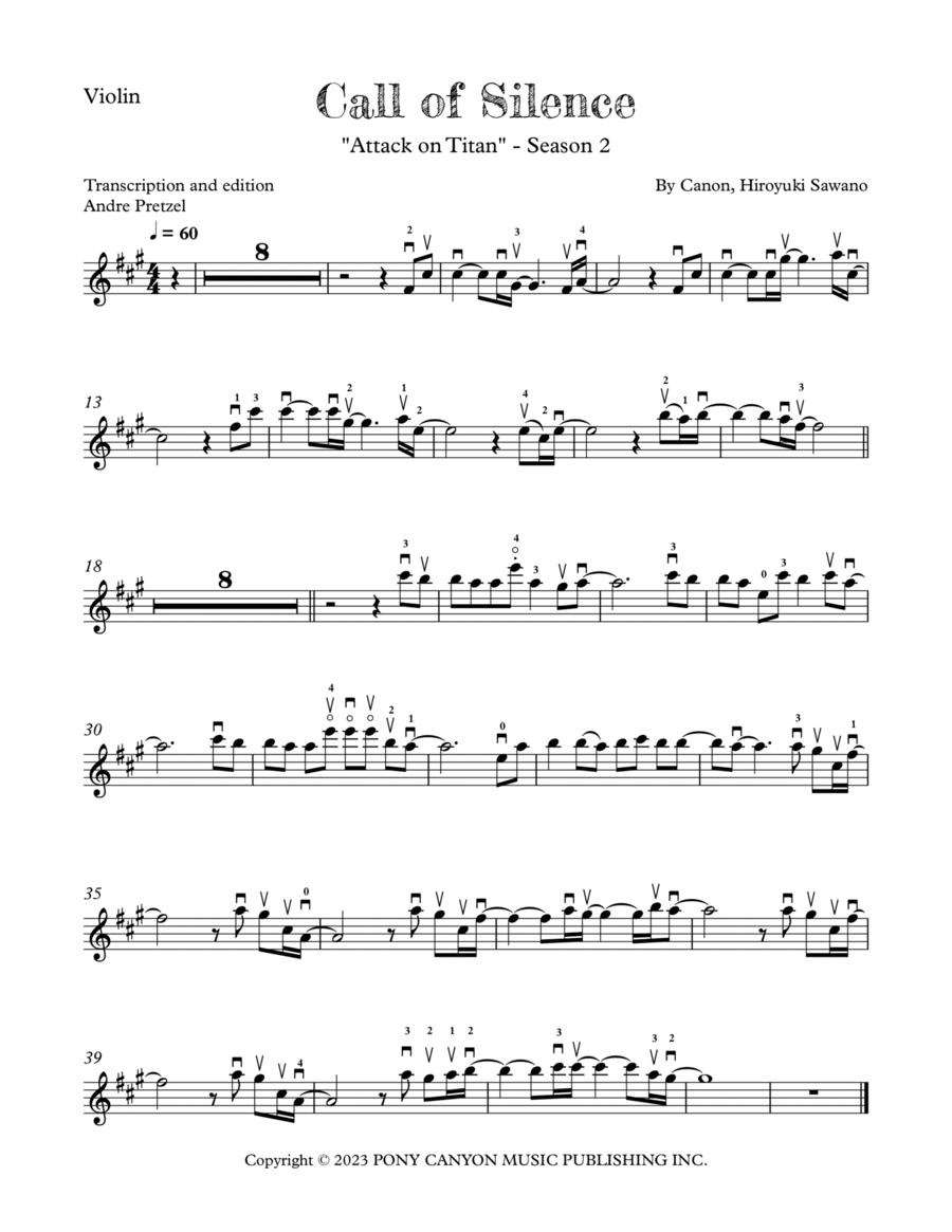 Call Of Silence Violin Solo scores gallery preview page 1