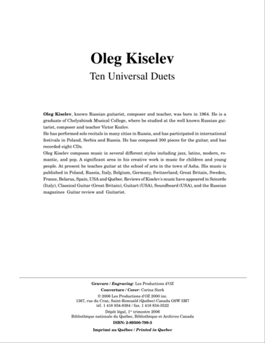 Ten Universal Duets Classical Guitar scores gallery preview page 1